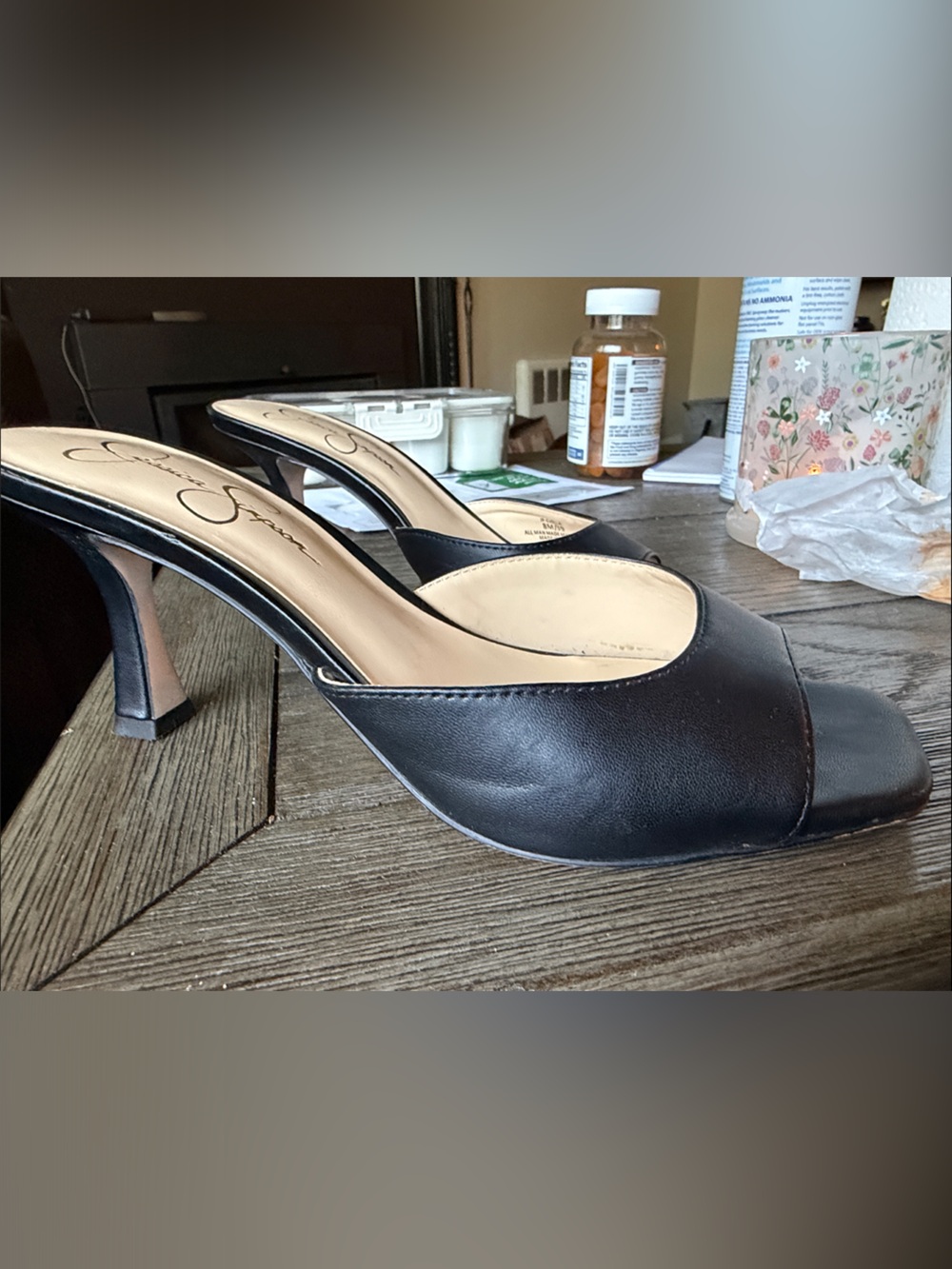 Jessica Simpson Black Leather Slingback Pumps size 8